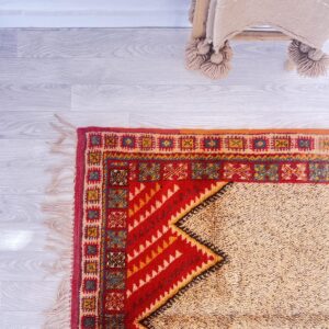 Berber Amazigh Beni Ourain Handmade Wool Rug with Boho Motifs
