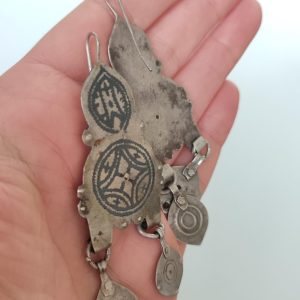 Amazigh Antique Niello Silver Earrings with Berber Heritage