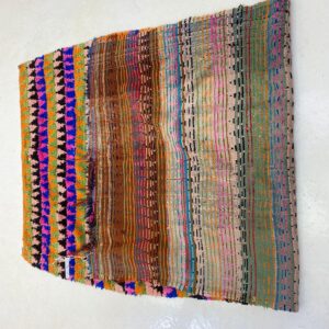 Berber Boucherouite Hand Dyed Wool Rug with Amazigh Tribal Motifs