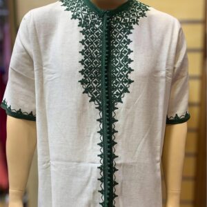 Amazigh Loulan Tunic with Elegant Beige Embroidery for Men