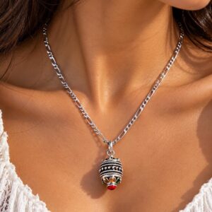 Amazigh Berber Kabyle Necklace with Silver Enamel Pendant