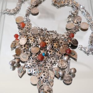 Vintage Amazigh Berber Carnelian Coin Charms Silver Bib Necklace