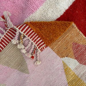 Custom Colorful Berber Beni Ourain Hand Knotted Wool Rug
