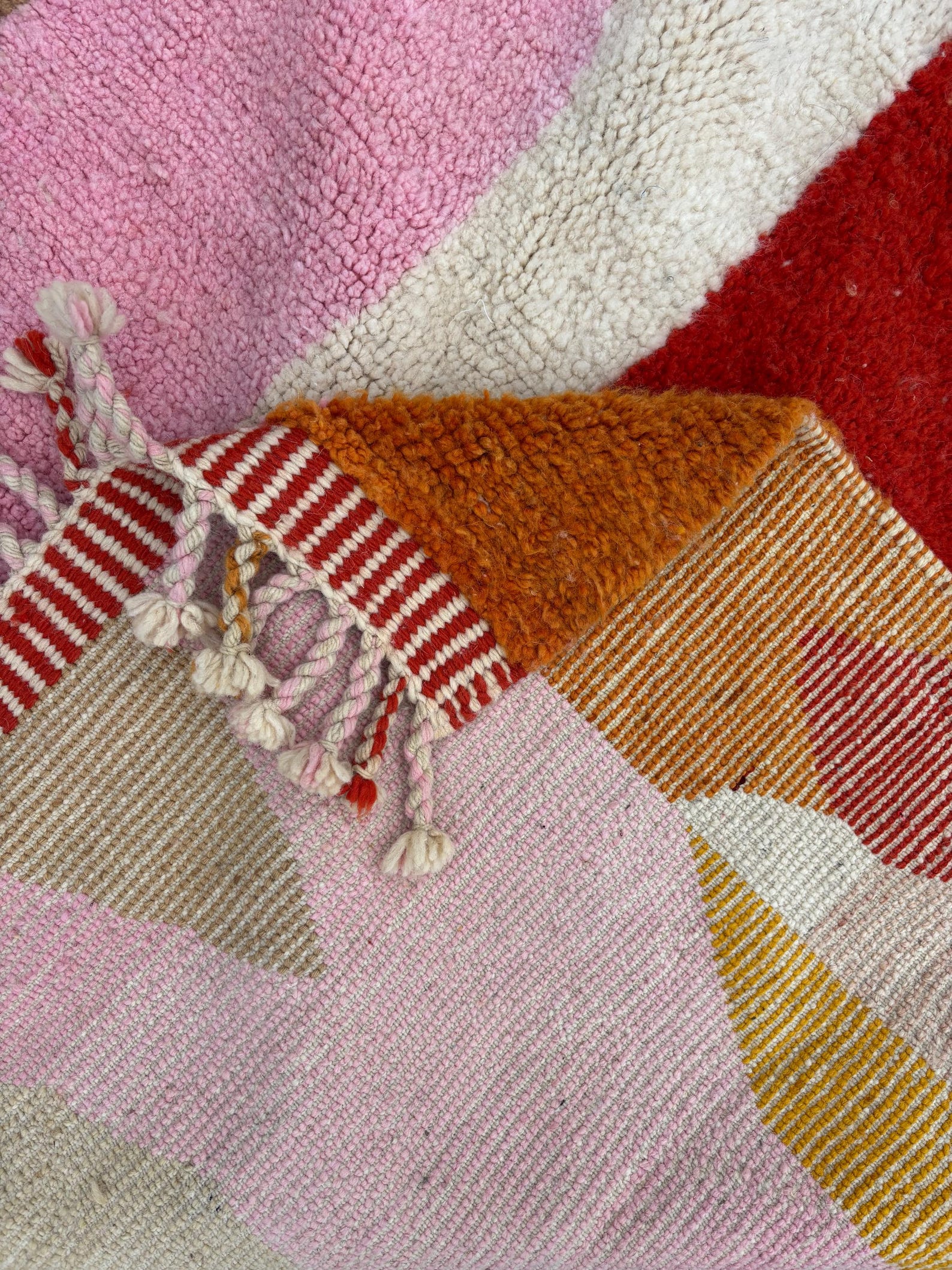 Custom Colorful Berber Beni Ourain Hand Knotted Wool Rug