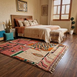 Berber Boujaad Handwoven Colorful Abstract Wool Area Rug