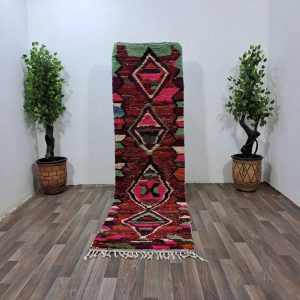 Berber Colorful Azilal Handmade Wool Checkered Shaggy Rug