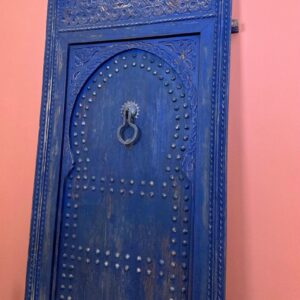 Berber Amazigh CUSTOM STUDDED DOOR Blue Wooden Chefchaouen Design