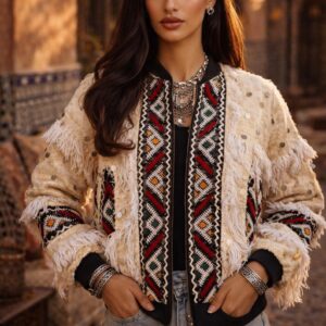 Amazigh Berber Bomber unisexe Festival Handira Wool Hoodie