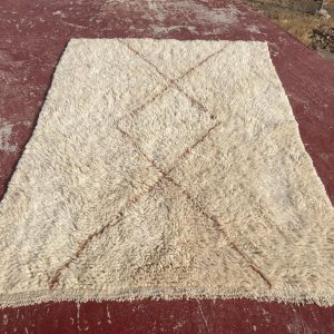 Berber Handmade Ivory Beni Ourain Wool Geometric Rug
