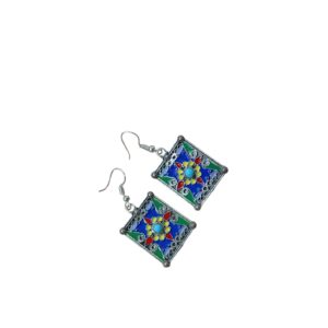 Amazigh Berber Handmade White Metal Earrings with Tribal Motifs