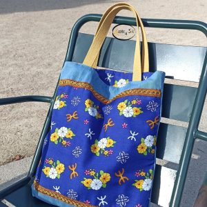 Berber Kabyle Jeans Cotton Tote Bag with Traditional Motifs
