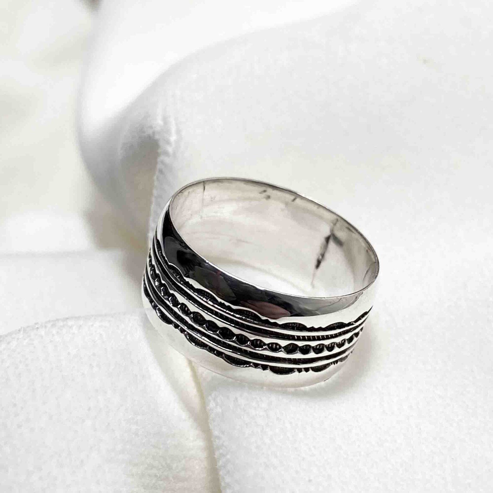 Berber Tuareg Amtlhan Massif Silver Ring with Engraved Design