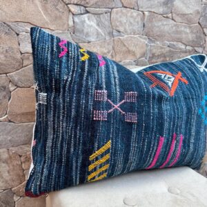 Berber Handwoven Wool Pillow Cover with Traditional Amazigh Symbols