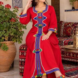 Amazigh Berber Colorful Embroidered Traditional Kaftan Dress Style