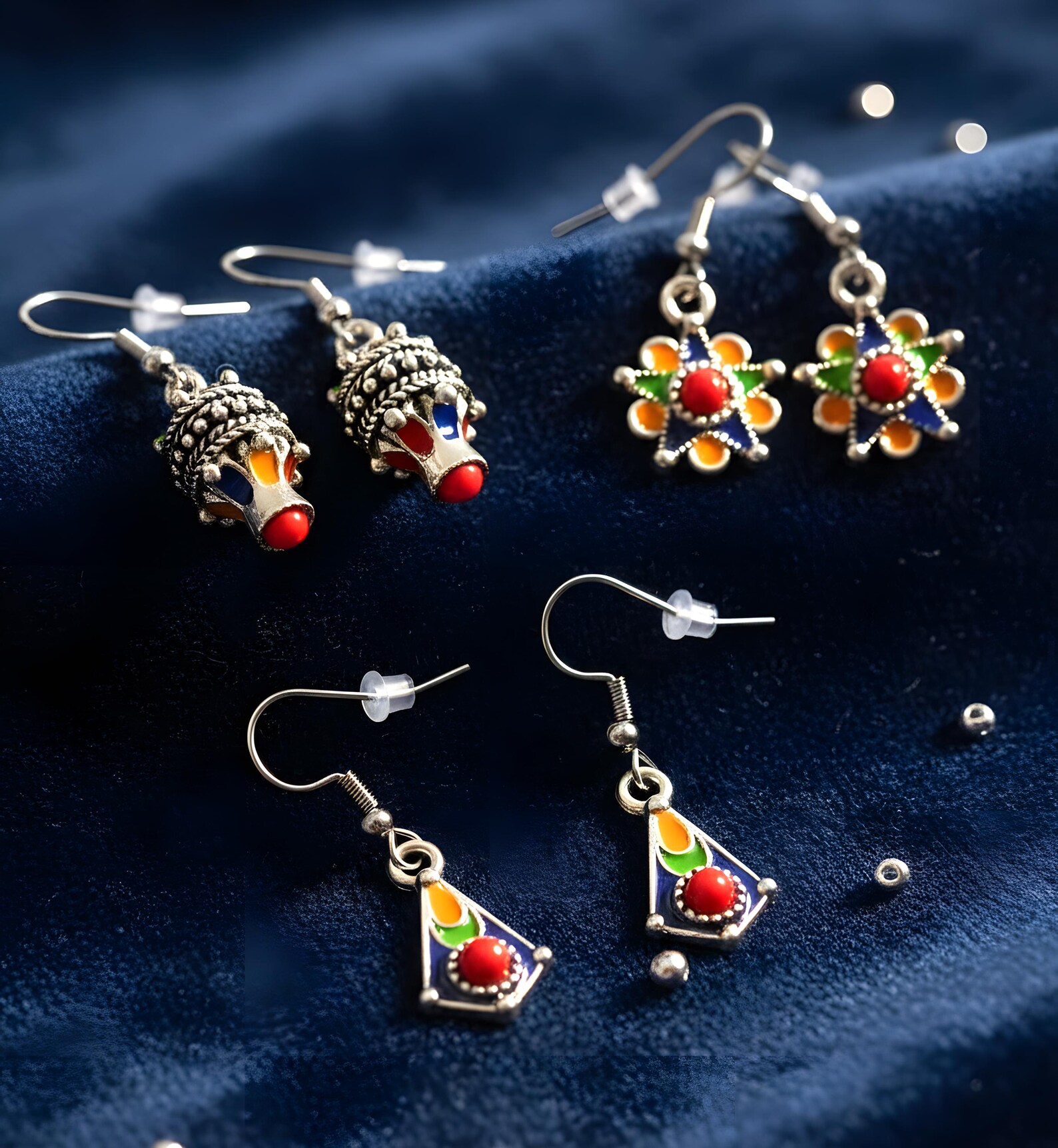 Amazigh Kabyle Berber Kabyles Earrings Set with Three Paires