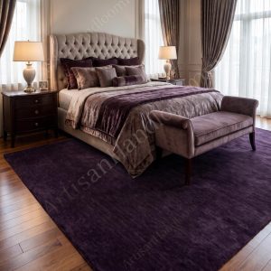 Berber Handloomed Deep Purple Wool Plush Area Rug