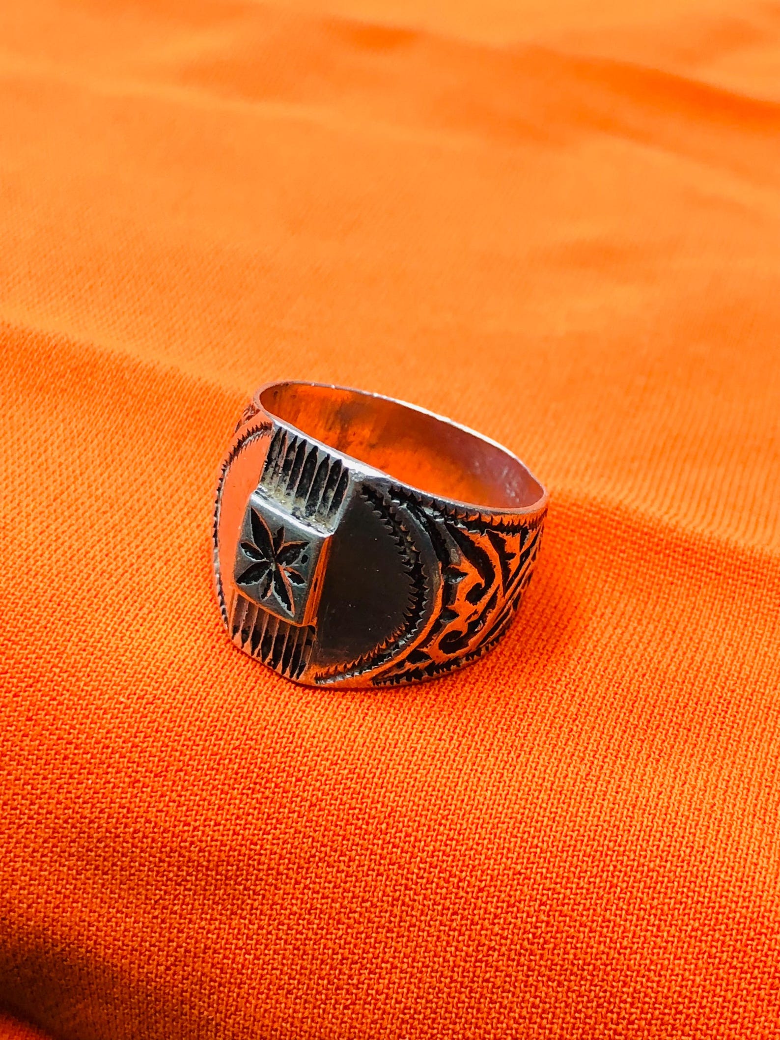 Berber Silver Ring with Hand Engraved Vintage Jewelry Design