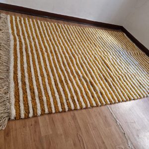 Berber Handmade Wool Rug with Brown Levels Pattern Design