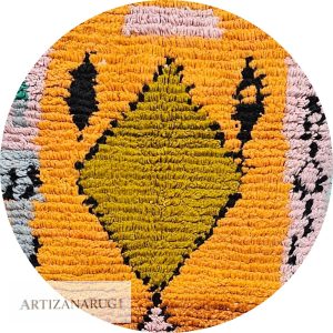 Berber Handmade Beni Ourain Round Shaggy Circle Rug Colorful Wool Design