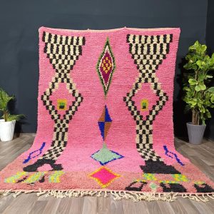 Berber Hand Knotted Azilal Boujaad Wool Rug for Custom Home Decor