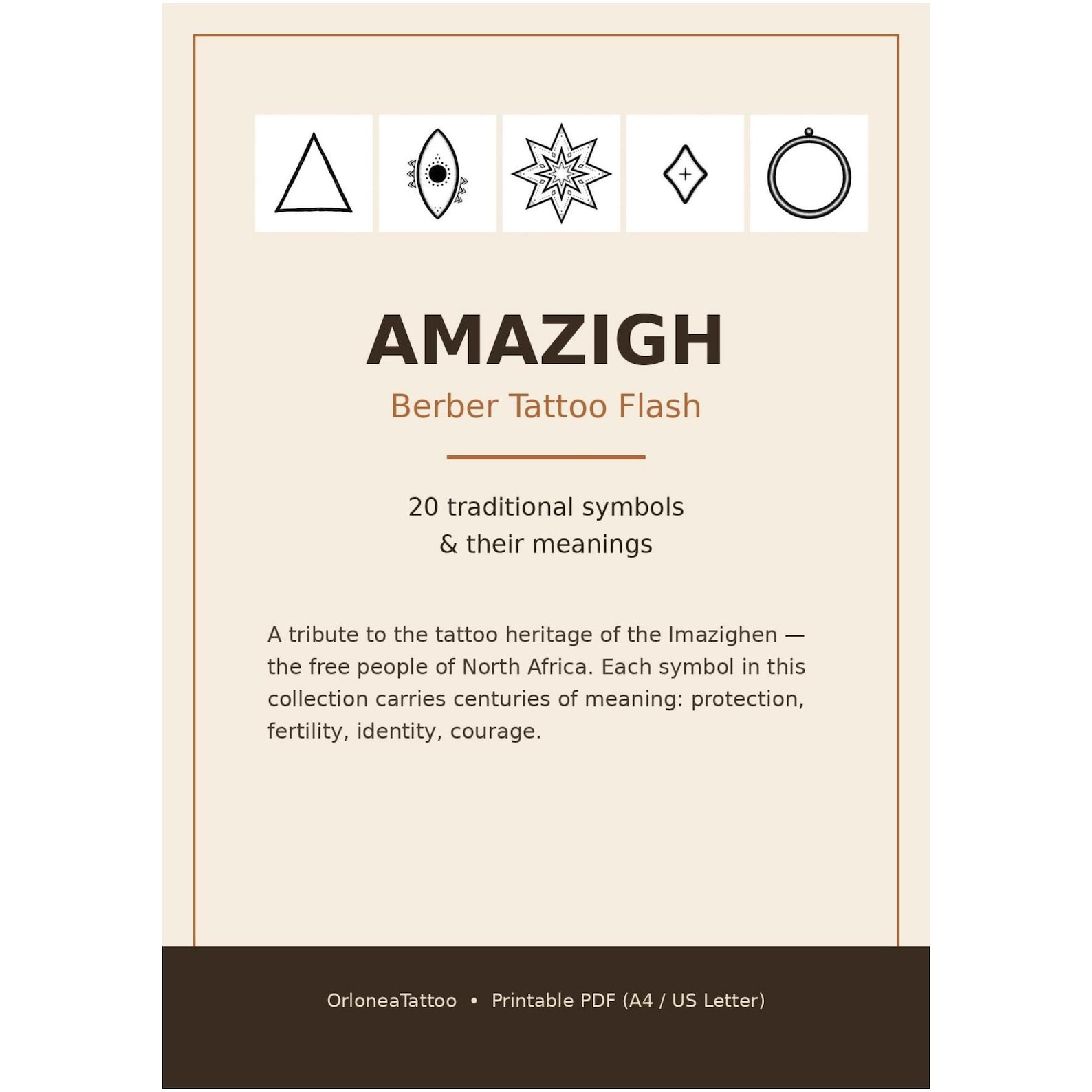 Amazigh Berber Flash Printable Download with North Yaz symbols carry deep