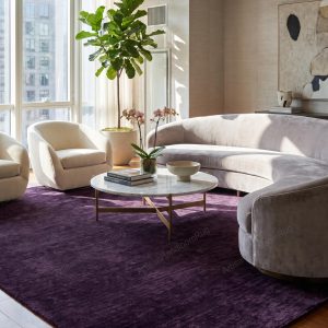 Berber Handloomed Deep Purple Wool Plush Area Rug