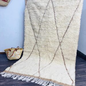 Berber Hand Knotted Beni Ourain Azilal Wool Rug Abstract Design