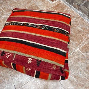 Berber Handmade Kilim Pouf Wool Cotton Floor Seating Decor