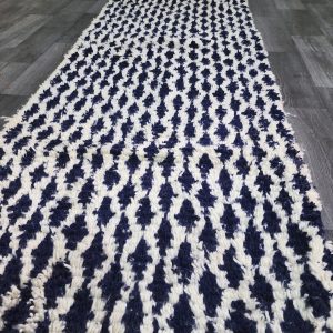 Berber Handmade Black Ivory Diamond Runner Hallway Rug Custom Size