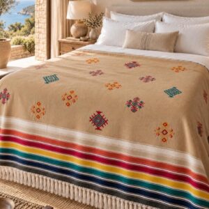 Amazigh Handwoven Embroidered Bedspread Coverlet Blanket Berber Textile Design