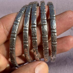 Berber Amazigh Silver Bracelet Set of Five Large Bangles