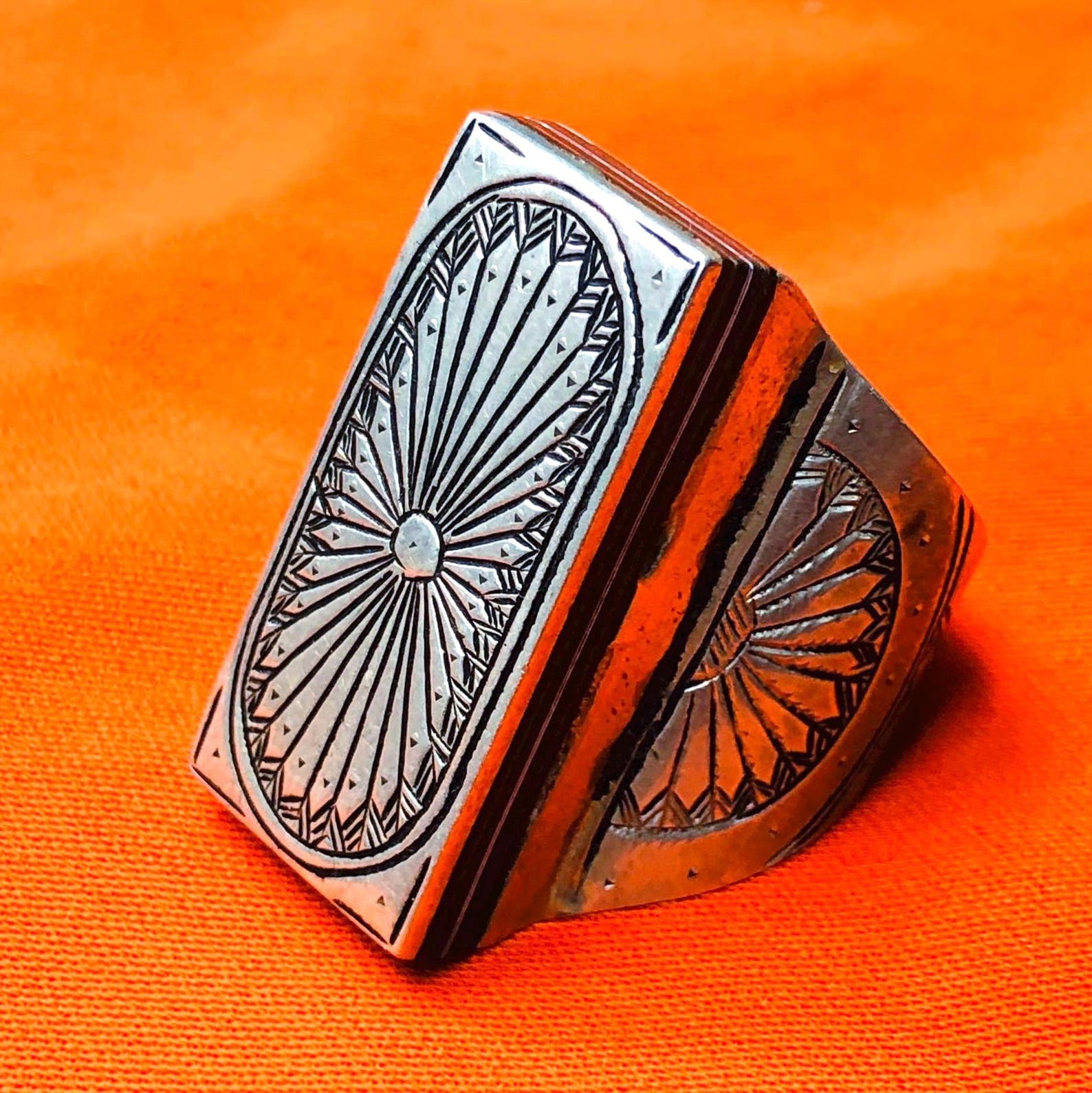 Berber Tuareg Sterling Silver Amazigh Engraved Traditional Jewelry Ring