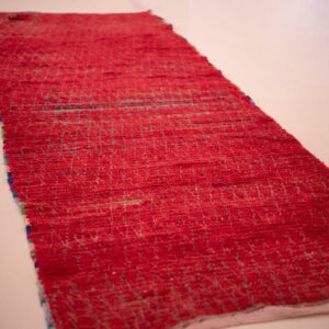 Berber Vintage Red Boucharouite Cotton Area Rug with Tribal Design