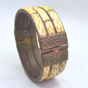 Amazigh Berber Vintage Wide Cuff Bracelet with Bone Brass Design