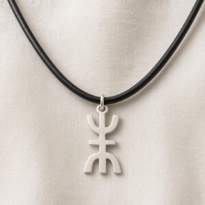 Sterling Silver Amazigh Yaz Symbol Pendant Necklace Berber Jewelry