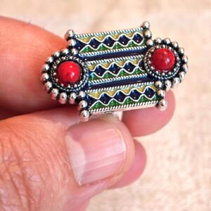 Amazigh Kabyle Berber Enamel Ring Adjustable Vintage Style