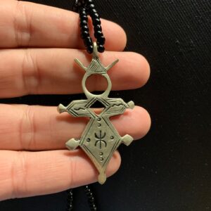 Amazigh Tuareg Yaz Symbol Beaded Necklace with Tribal Pendant