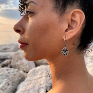 Amazigh Kabyle Earrings with Koralle and Emaille Silver Details