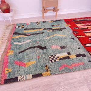 Amazigh Berber Beni Ourain Wool Rug with Boho Home Decor
