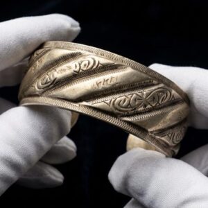 Amazigh Tifinagh Engraved Solid Silver Berber Traditional Bracelet