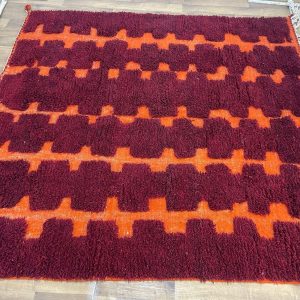 Berber Handmade Wool Beni Ourain Style Geometric Burgundy Rug