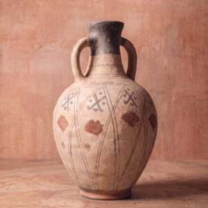 Berber Amphora Vase with Darkened Neck Terracotta Vessel Design