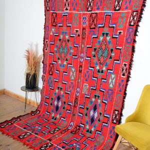 Vintage Azilal Berber Boujaad Wool Rug Handmade Atlas Carpet