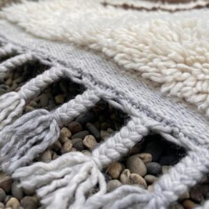 Amazigh Berber Abstract Hand-Knotted Wool Rug with Geometric Design