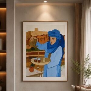 Berber Tea Ceremony Framed Poster Sahara Illustration Wall Art