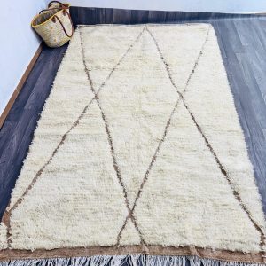 Berber Hand Knotted Beni Ourain Azilal Wool Rug Abstract Design