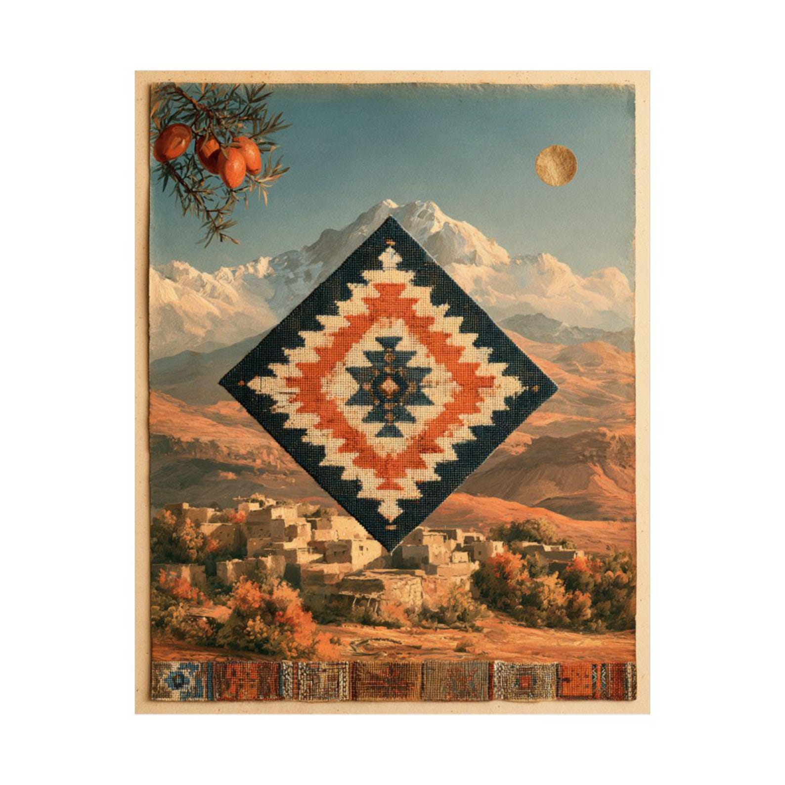Amazigh Berber Mountain Folk Geometric Wall Art Print