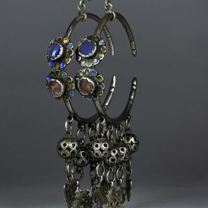 Berber Antichi orecchini berberi Cerchio Silver Earrings with Enamel Amazigh Details