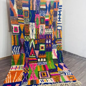 Berber Abstract Vibrant Artistic Blue Wool Home Decor Rug