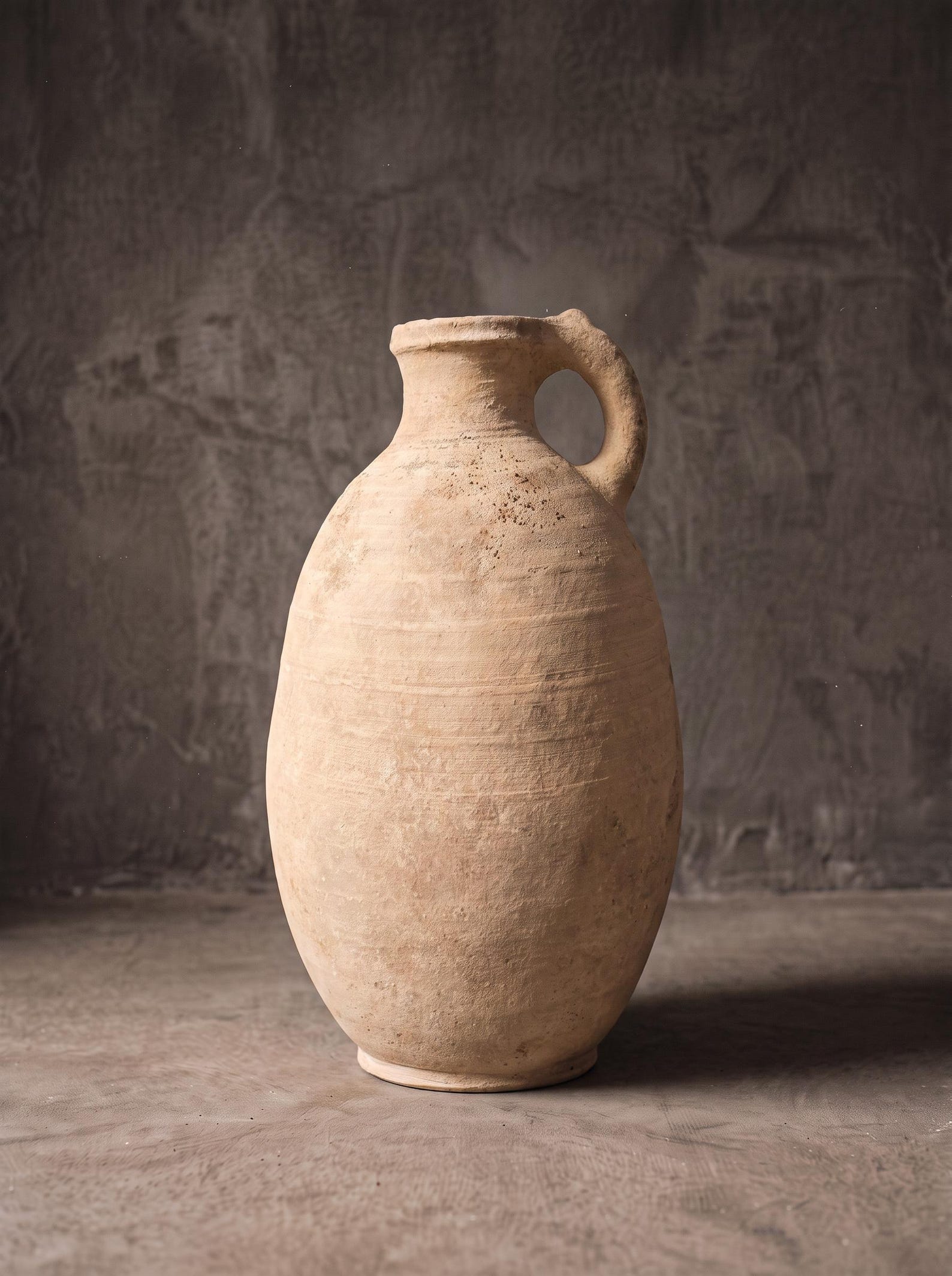 Berber Ovoid Terracotta Vase with Single Handle Antique Vessel